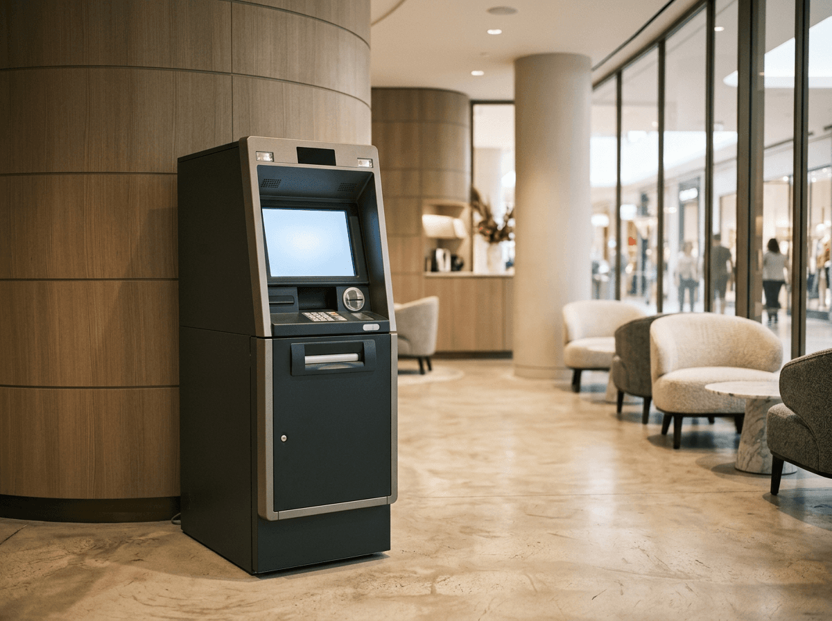 Illustrative image of an ATM in a commercial interior